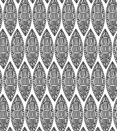 vector seamless black and white floral motif with leaves, seeds, background patternのイラスト素材