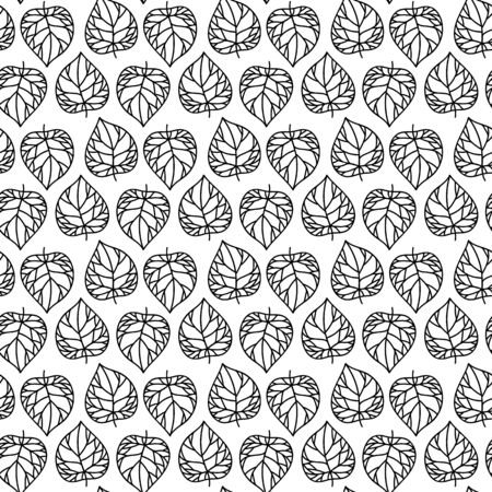 Vector seamless pattern. Linear graphic design.  Floral linear background. Stylized  leaves. Minimalist simple ornamentのイラスト素材