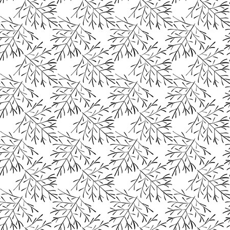 Vector seamless pattern. Linear graphic design.  Floral linear background. Minimalist simple ornamentのイラスト素材