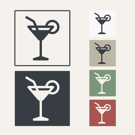 vector icon set of glasses for cocktailのイラスト素材