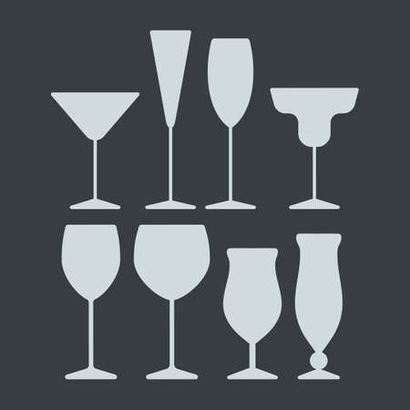 vector icon set of glasses for cocktailのイラスト素材