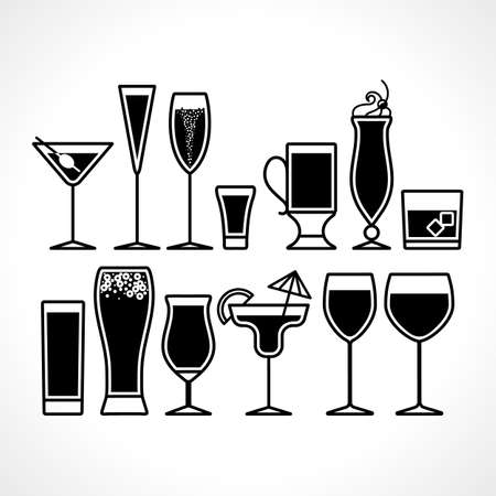 vector icon set of glasses for cocktailのイラスト素材