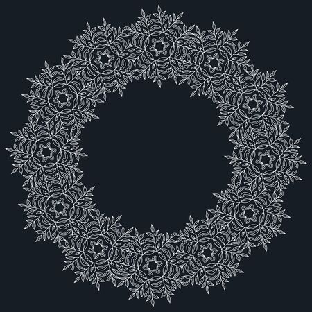 Elegant ornate floral design templates. Lineart vector frame and monograms illustration.のイラスト素材