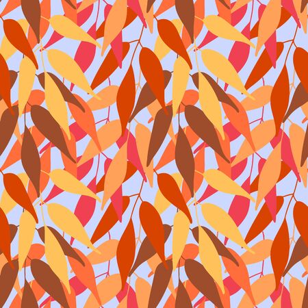 Background of leaves. Vector pattern. Vector texture with hand drawn leaves and plants.のイラスト素材