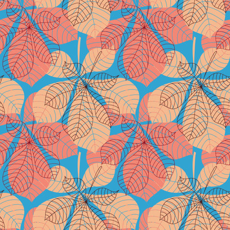 Seamless background with colorful autumn leaves. Vector illustration. Pattern with colorful fall leaves.のイラスト素材