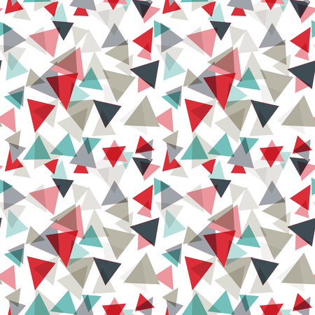 Vector pattern with random triangles in various colors and sizes. Modern background with simple geometric shapes. Seamless texture.のイラスト素材