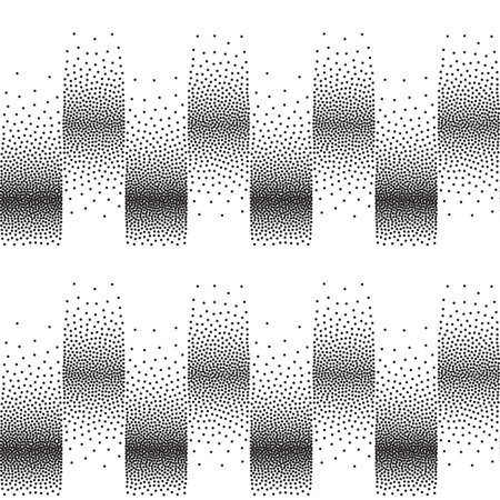 Seamless geometric vector pattern with stripes of halftone effect. Black and white background. Stipple effect repeating texture. Minimalisic wallpaper.のイラスト素材