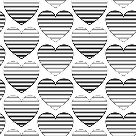 Seamless pattern with hearts. Surface pattern with colored striped hearts. Romantic pattern for wedding invitations, greeting cards, print, gift wrap.のイラスト素材