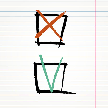 vector marker hand drawn tick and cross in cellsのイラスト素材