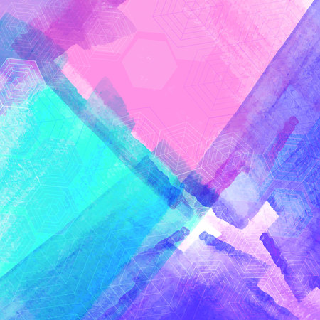artistic backdrop in square shape, vector with brush strokes, watercolor look background with colorful painted stainsのイラスト素材