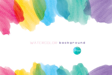 artistic backdrop, vector with brush strokes various colors, watercolor look background with colorful painted stainsのイラスト素材