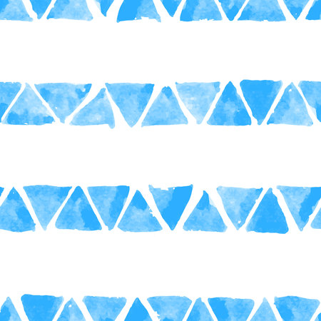 Seamless vector pattern with hand drawn watercolor triangles. Naive background with spots. Vector seamless background with tribal or folk motif.のイラスト素材