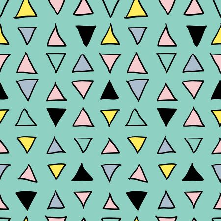 Abstract geometric seamless hand drawn pattern. Modern free hand texture. Colorful geometric doodle background.の写真素材