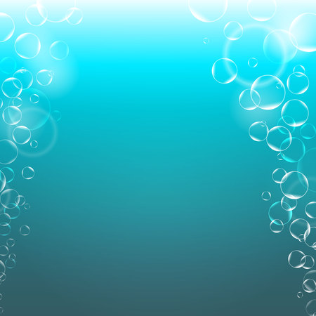 Abstract underwater background with transparent bubbles and empty spaceのイラスト素材