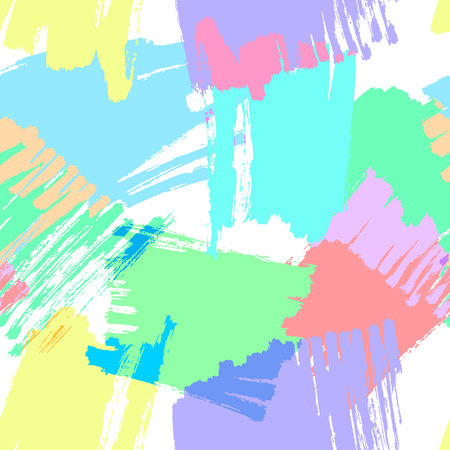 A vector seamless pattern with brush hand drawn strokes in various colorのイラスト素材