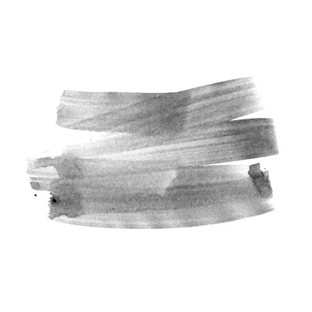 Vector hand drawn watercolor brush stain. Grayscale painted stroke. Painted by brush watercolor stain. Monochrome artistic backdrop.のイラスト素材