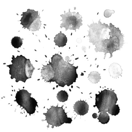Abstract hand drawn watercolor blots set. Artistic vector design elements. Vector illustration.のイラスト素材