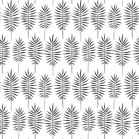 Tropical leaves, jungle pattern. Seamless, detailed, botanical pattern. Vector background. Palm leaves.のイラスト素材