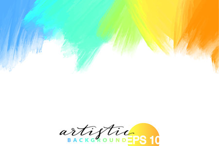 artistic backdrop, vector with brush strokes various colors, oil paint look background with colorful painted stainsのイラスト素材