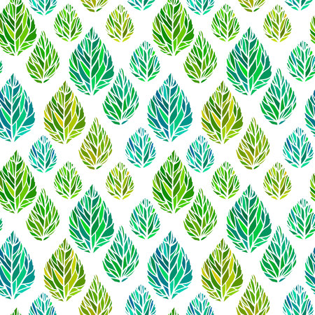 Beautiful seamless floral pattern background. Green leaves backdrop. Hibiscus leaves vector repeatable design.のイラスト素材
