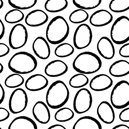 Abstract geometric seamless hand drawn pattern. Modern grunge texture. Monochrome brush painted background.のイラスト素材