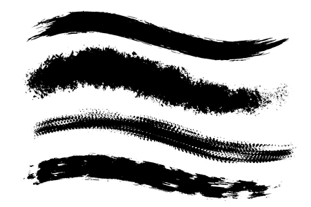 Vector set of hand drawn brush strokes, stains for backdrops. One color monochrome artistic hand drawn backgrounds. Monochrome design elements set.のイラスト素材
