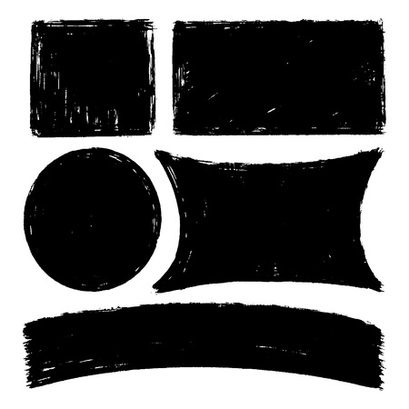 Vector set of hand drawnshapes, stains for backdrops. Monochrome design elements set. One color monochrome artistic hand drawn backgroundsのイラスト素材