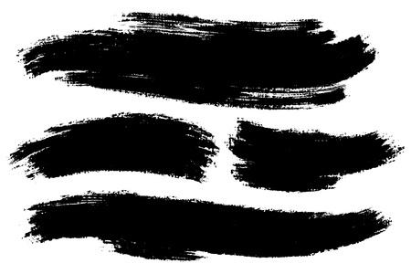 Vector set of hand drawn brush strokes, stains for backdrops. One color monochrome artistic hand drawn backgrounds. Monochrome design elements set.のイラスト素材