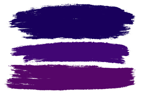 Vector set of hand drawn brush strokes, stains for backdrops. Violet color design elements set. Artistic hand drawn horizontal strokes for backgroundsのイラスト素材