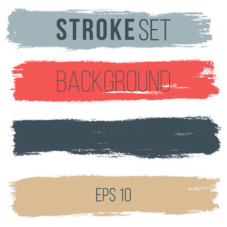 Vector set of hand drawn horizontal brush strokes, stains for backdrops. Colorful design elements set. Artistic hand drawn backgrounds.のイラスト素材