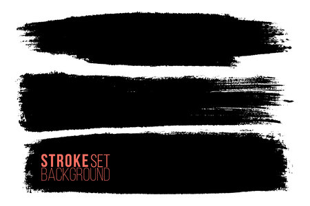 Vector set of hand drawn brush strokes, stains for backdrops. Monochrome design elements set. Black color artistic hand drawn backgrounds various shapeのイラスト素材