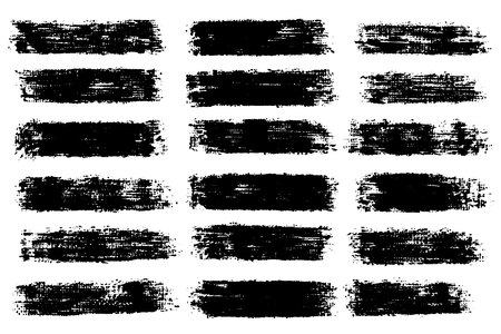 Vector set of hand drawn brush strokes, stains for backdrops. Monochrome design elements set. One color monochrome artistic hand drawn backgroundsのイラスト素材