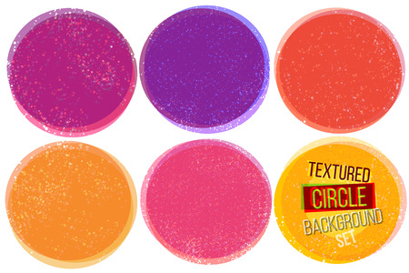 Vector set of big textured circle stains for backdrops. Colorful design element set. Bright color artistic backgrounds round shape.のイラスト素材