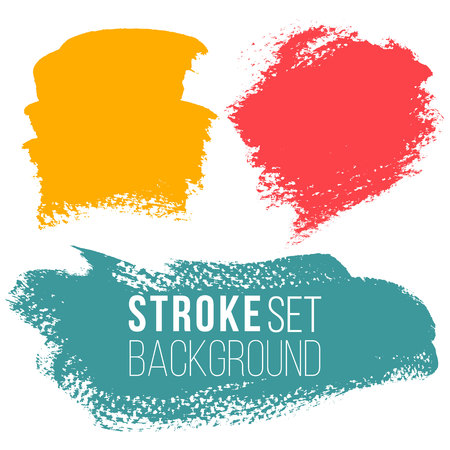 Vector set of hand drawn brush strokes and stains. Multi color artistic hand drawn backgrounds and graphic resources. Various shape painted spotsのイラスト素材