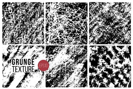 Grunge textures set. Backgrounds. Monochrome abstract grain surfaces for design.のイラスト素材