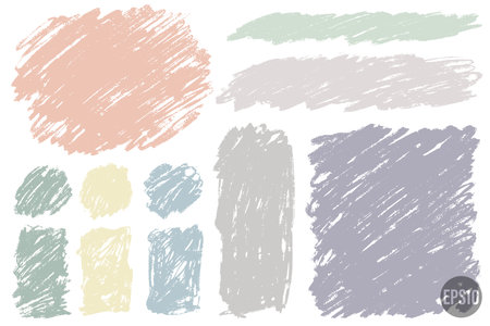 Vector hand drawn various geometric shapes set for backdrops. Colorful artistic hand drawn backgrounds.のイラスト素材