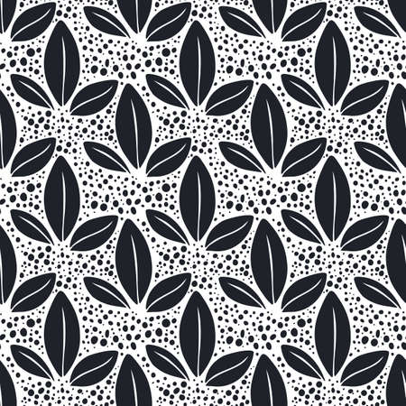 Vector seamless pattern with leaves, repeatable minimalistic background. Repeatable botanical backdrop.のイラスト素材