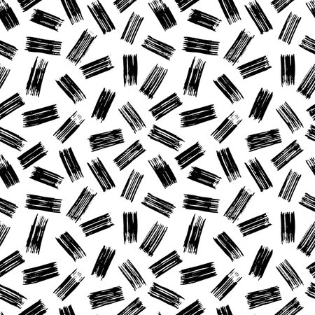 Vector seamless pattern. Repeatable texture with hand drawn small rectangular strokes. Artistic monochrome background.のイラスト素材