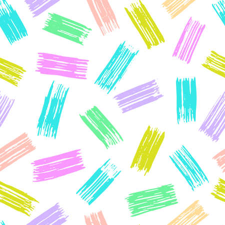 Vector seamless pattern. Repeatable texture with hand drawn highlight marker look like strokes. Artistic colorful background.のイラスト素材