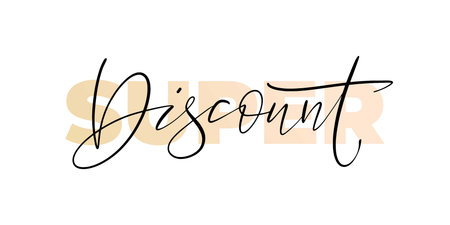 Super discount minimalistic banner. Marketing promo material template with hand written words.のイラスト素材