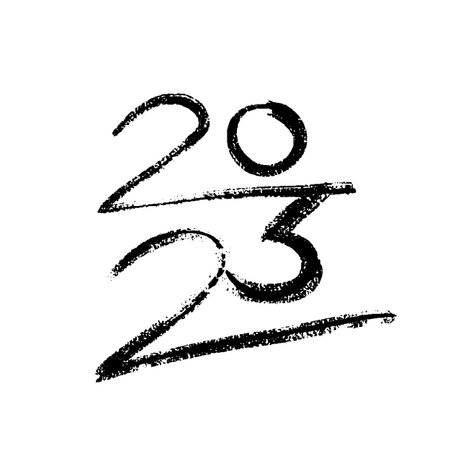 2023 vector crayon hand-drawn numbers vertical composition. 2023 number design template. Happy new...