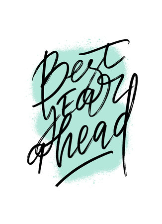Best year ahead marker hand written graffiti style lettering on sprayed blue color background. Greeting card design. Vector illustration for stickers, social media posts, posters, banners, cards.のイラスト素材