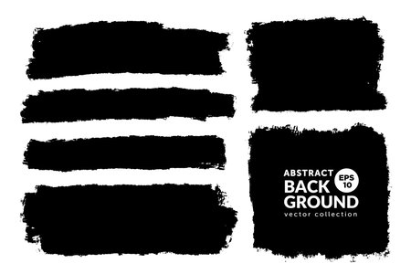 Vector set of hand drawn brush strokes, stains for backdrops. Monochrome design elements set. One color monochrome artistic hand drawn backgrounds.のイラスト素材
