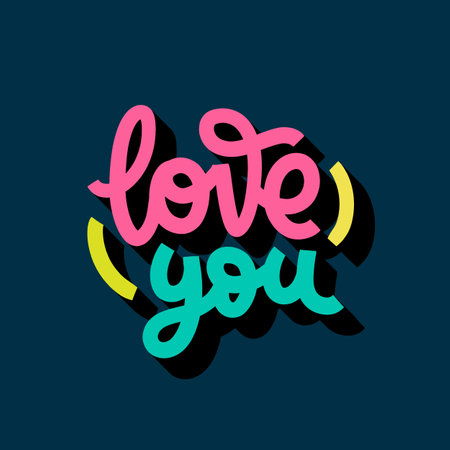 Vector phrase Love you. Modern lettering positive quote. Design for gift card, social media, poster, print, sticker, labels.のイラスト素材