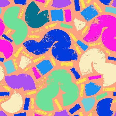 Creative doodle art seamless pattern with different shapes and textures. Bold curvy shapes...