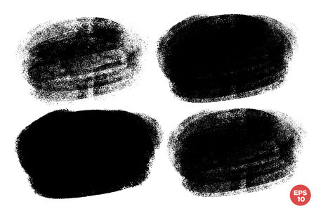Vector set of hand drawn brush strokes, stains for backdrops. Monochrome design elements set. One color monochrome artistic hand drawn backgrounds.のイラスト素材