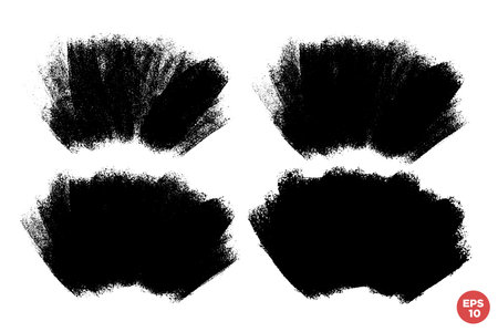Vector set of hand drawn brush strokes, stains for backdrops. Monochrome design elements set. One color monochrome artistic hand drawn backgrounds.のイラスト素材
