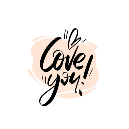 Love you. Vector hand drawn calligraphy phrase. Template for greeting card, banners, stickers, web.のイラスト素材