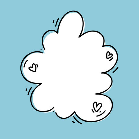 Hand drawn speech bubble. Shape for quotes on blue background. Vector cartoon style object.のイラスト素材