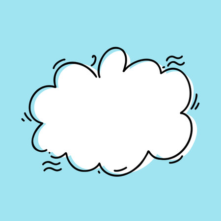 Hand drawn speech bubble. Shape for quotes on blue background. Vector cartoon style object.のイラスト素材